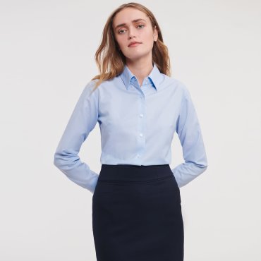 Camisa Oxford de manga larga mujer R-932f-0 Camisa Oxford de manga larga mujer R-932f-0