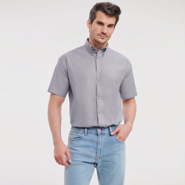 Camisa Oxford de manga corta con bolsillo hombre R-933m-0 Camisa Oxford de manga corta con bolsillo hombre R-933m-0