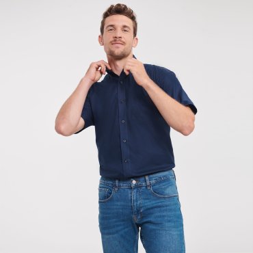Camisa Oxford de manga corta con bolsillo hombre R-933m-0 Camisa Oxford de manga corta con bolsillo hombre R-933m-0