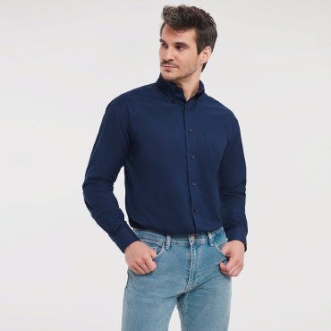 Camisa Oxford de manga larga con bolsillo hombre R-932m-0 Camisa Oxford de manga larga con bolsillo hombre R-932m-0