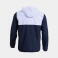 Chubasquero deportivo con capucha unisex Combi. Color marino/blanco.