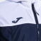 Chubasquero deportivo con capucha unisex Combi. Color marino/blanco.