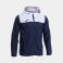 Chubasquero deportivo con capucha unisex Combi. Color marino/blanco.