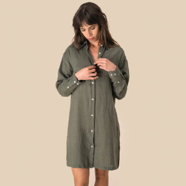 Vestido camisero de lino mujer NS5008
