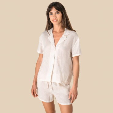 Camisa manga corta de lino mujer SP523