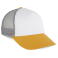 Gorra trucker KP240. Color blanco/amarillo ámbar/gris escarchado.