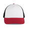 Gorra trucker KP240. Color blanco/rojo escarlata claro/negro.