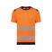 Camiseta alta visibilidad reciclada unisex WK360. Color hi viz orange/navy.