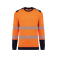 Camiseta alta visibilidad manga larga reciclada unisex WK361. Color hi viz orange/navy.