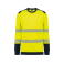 Camiseta alta visibilidad manga larga reciclada unisex WK361. Color hi viz yellow/navy.