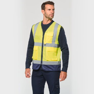 Chaleco alta visibilidad multibolsillos reciclado unisex WK618