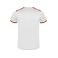 Equipación de fútbol doble hombre Racing. Color blanco/rojo.