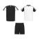 Equipación de fútbol doble hombre Juve. Color blanco/negro.