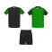 Equipación de fútbol doble hombre Juve. Color verde helecho/negro.