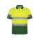 Polo alta visibilidad hombre Polaris. Color verde jardín/amarillo flúor.