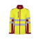 Chaqueta softshell de alta visibilidad bicapa hombre Antares. Color rojo laboral/amarillo flúor.