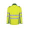 Chaqueta softshell de alta visibilidad bicapa hombre Antares. Color verde jardín/amarillo flúor.