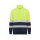 Sudadera de alta visibilidad media cremallera unisex Spica. Color azul marino/amarillo flúor.