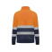 Sudadera de alta visibilidad media cremallera unisex Spica. Color azul marino/naranja fluor.