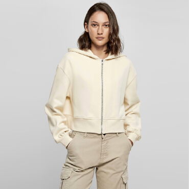 Sudadera crop oversize capucha y cremallera mujer BY237