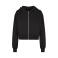 Sudadera crop oversize capucha y cremallera mujer BY237. Color negro.