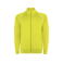 Sudadera deportiva con cremallera unisex Valier. Color amarillo flúor.