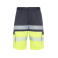 Bermuda alta visibilidad multibolsillos unisex Lada. Color gris plomo/amarillo flúor.
