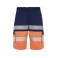 Bermuda alta visibilidad multibolsillos unisex Lada. Color azul marino/naranja fluor.