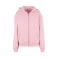 Sudadera oversize con cremallera y capucha mujer BY445. Color rosa suave.