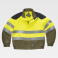 Cazadora alta visibilidad multibolsillos unisex B1181. Color amarillo a. V./verde kaki/gris oscuro.