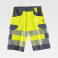 Pantalón de trabajo corto alta visibilidad multibolsillos unisex C2705. Color amarillo a. V./gris oscuro.