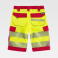 Pantalón de trabajo corto alta visibilidad multibolsillos unisex C2705. Color amarillo a. V./rojo.