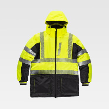 Parka alta visibilidad con capucha combinada unisex C3515