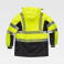 Parka alta visibilidad con capucha combinada unisex C3515. Color amarillo a. V./negro.