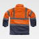 Parka alta visibilidad con capucha combinada unisex C3710. Color naranja a. V./azul marino.