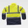 Parka alta visibilidad con capucha combinada unisex C3710. Color amarillo a. V./azul marino.