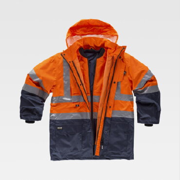 Parka alta visibilidad con capucha combinada unisex C3735