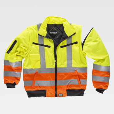 Cazadora alta visibilidad multibolsillos mangas desmontables unisex C3736