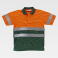 Polo alta visibilidad combinado unisex C3860. Color naranja a. V./verde oscuro.