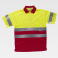 Polo alta visibilidad combinado unisex C3860. Color amarillo a. V./rojo.