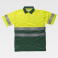 Polo alta visibilidad combinado unisex C3860. Color amarillo a. V./verde oscuro.