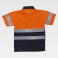 Polo alta visibilidad combinado unisex C3860. Color naranja a. V./azul marino.