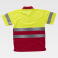 Polo alta visibilidad combinado unisex C3860. Color amarillo a. V./rojo.