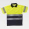 Polo alta visibilidad combinado unisex C3860. Color amarillo a. V./azul marino.