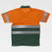 Polo alta visibilidad combinado unisex C3860. Color naranja a. V./verde oscuro.