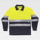 Polo alta visibilidad manga larga unisex C3870. Color amarillo a. V./azul marino.