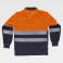 Polo alta visibilidad manga larga unisex C3870. Color naranja a. V./azul marino.