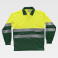 Polo alta visibilidad manga larga unisex C3870. Color amarillo a. V./verde oscuro.