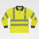 Polo alta visibilidad manga larga unisex C3883. Color amarillo a. V./gris oscuro.