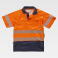 Polo alta visibilidad combinado unisex C3895. Color naranja a. V./azul marino.